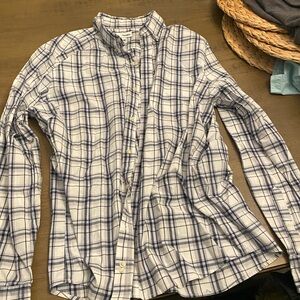 Sonoma Men's White and Blue Checkered Shirt